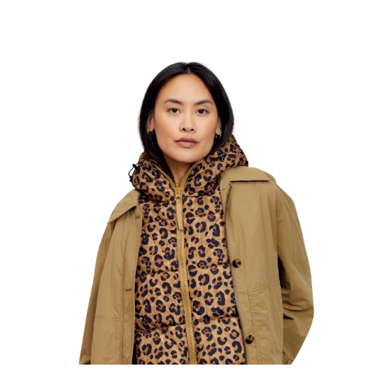 Capuche Doudoune FUDOON Leopard Noir