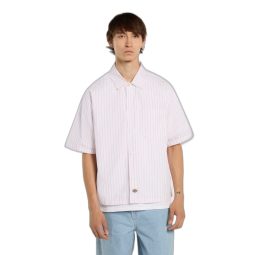 Chemise M/C DICKIES Venedocia Stripe Blanc Rose
