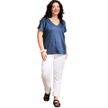 Tee Shirt Col V LEMAHIEU Alina Lin Bleu Marine