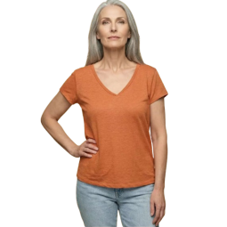 Tee Shirt Col V LEMAHIEU Alina Lin Bleu Marine