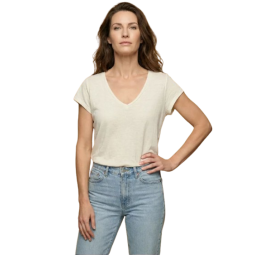 Tee Shirt Col V LEMAHIEU Alina Lin Ecru