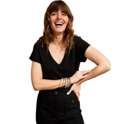 Tee Shirt Col V LEMAHIEU Alina Lin Noir